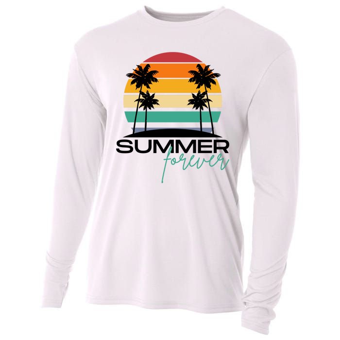 Summer Forever Retro Sunset Tropical Cooling Performance Long Sleeve Crew