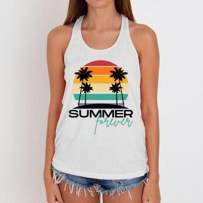 Summer Forever Retro Sunset Tropical Women's Knotted Racerback Tank