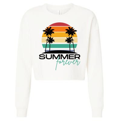 Summer Forever Retro Sunset Tropical Cropped Pullover Crew