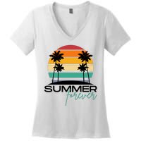 Summer Forever Retro Sunset Tropical Women's V-Neck T-Shirt