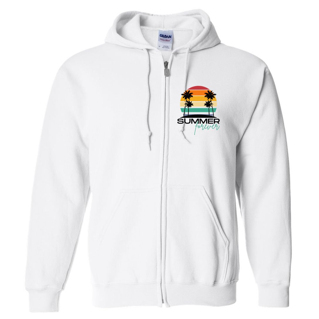 Summer Forever Retro Sunset Tropical Full Zip Hoodie