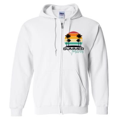 Summer Forever Retro Sunset Tropical Full Zip Hoodie