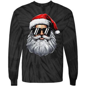 Santa Face Retro Sunglasses Christmas S For Tie-Dye Long Sleeve Shirt