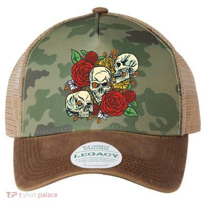 Skull Floral Rose Legacy Tie Dye Trucker Hat
