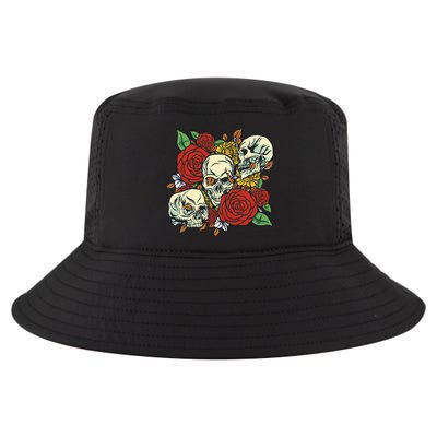Skull Floral Rose Cool Comfort Performance Bucket Hat