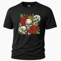 Skull Floral Rose Cooling Performance Crew T-Shirt