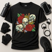 Skull Floral Rose Cooling Performance Crew T-Shirt