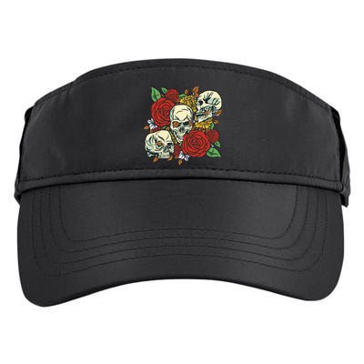 Skull Floral Rose Adult Drive Performance Visor