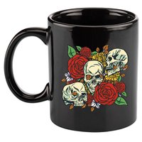 Skull Floral Rose 11oz C Handle Ceramic Mug