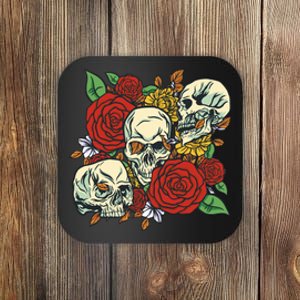 Skull Floral Rose Coaster