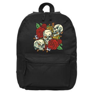 Skull Floral Rose 16 in Basic Backpack