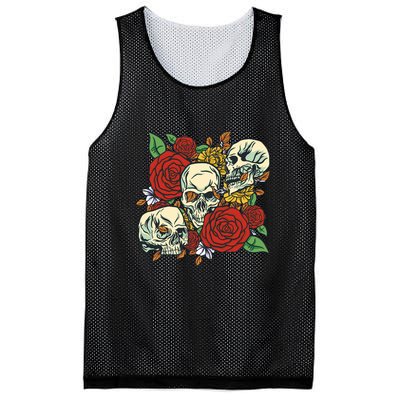 Skull Floral Rose Mesh Reversible Basketball Jersey Tank