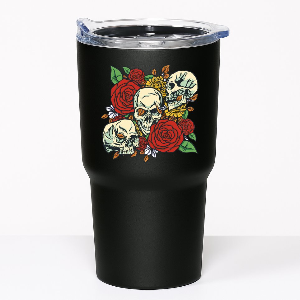 Skull Floral Rose Tumbler
