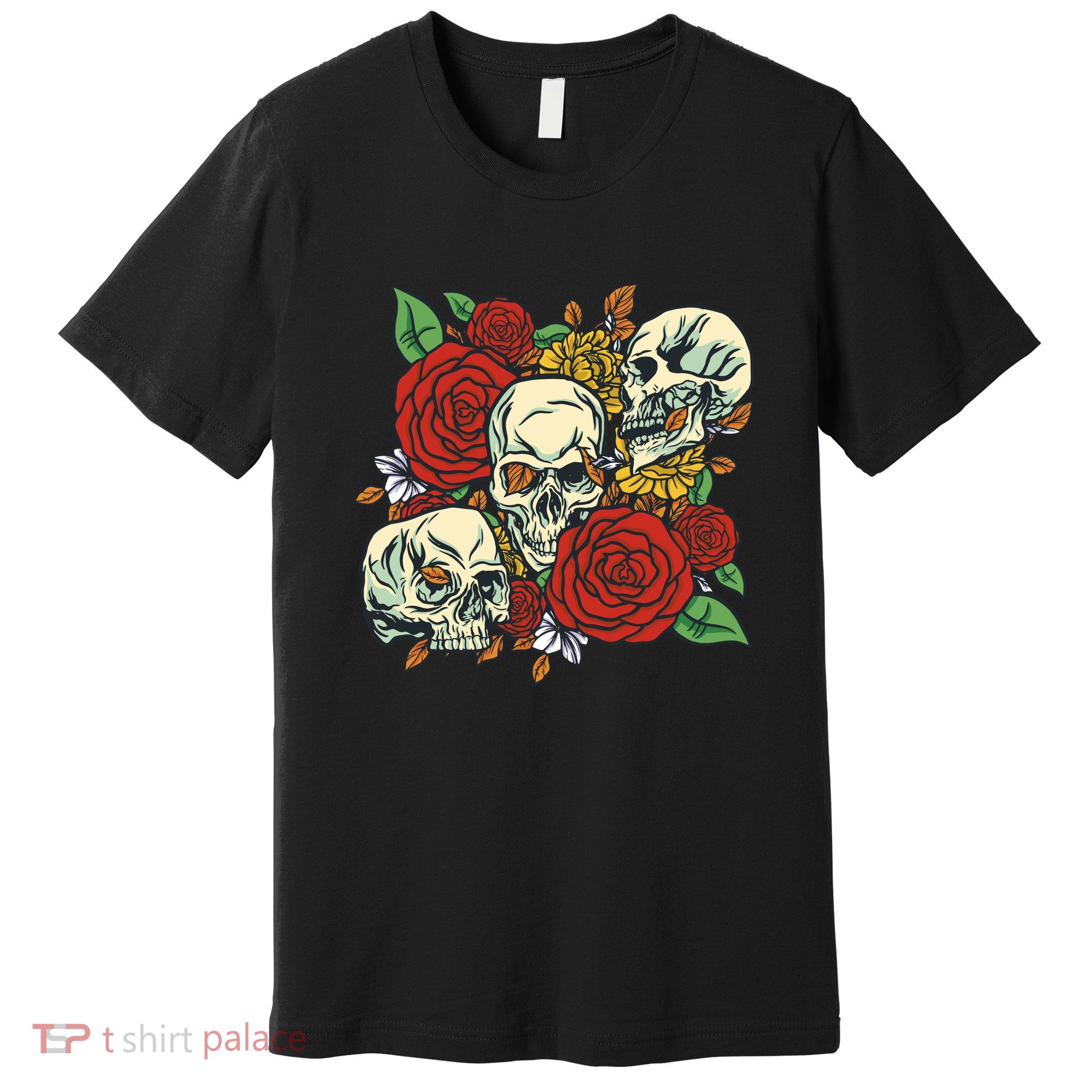 Skull Floral Rose Premium T-Shirt