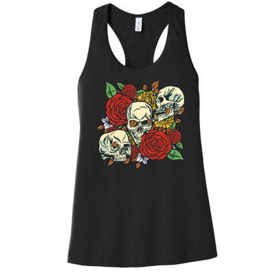 Skull Floral Rose Women's Racerback Tank