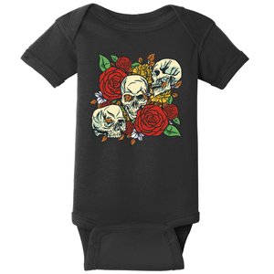 Skull Floral Rose Baby Bodysuit