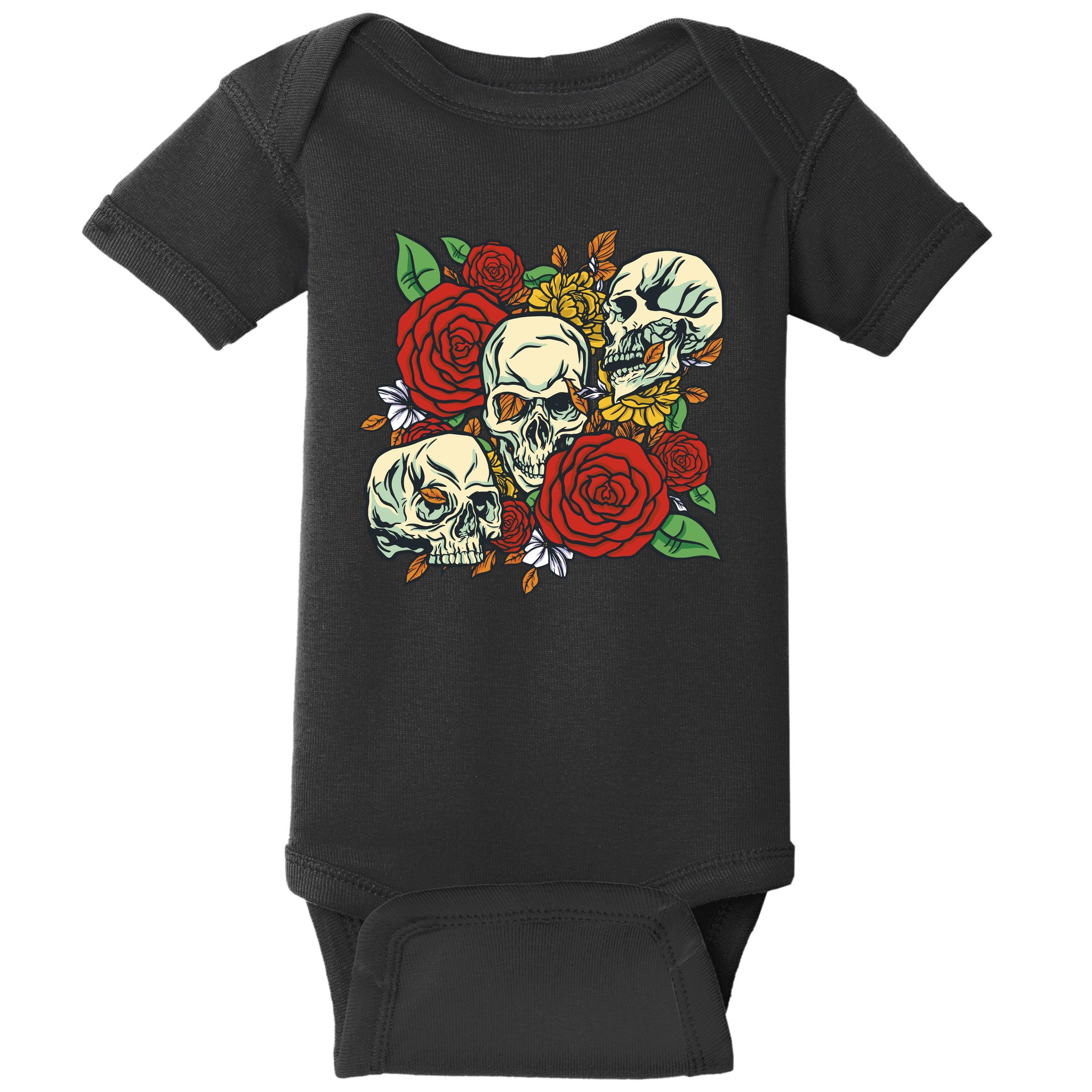 Skull Floral Rose Baby Bodysuit