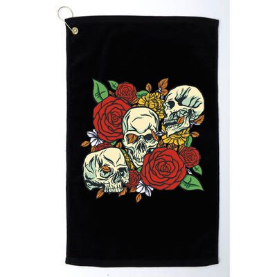 Skull Floral Rose Golf Towel