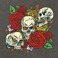 Skull Floral Rose Cotton Canvas Backpack