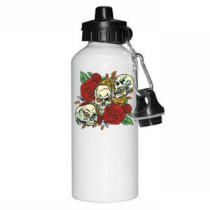 Skull Floral Rose Aluminum Water Bottle