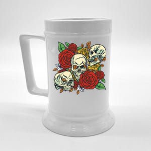 Skull Floral Rose Beer Stein