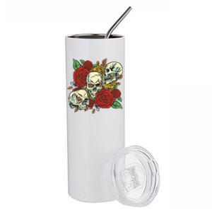 Skull Floral Rose Stainless Steel Tumbler