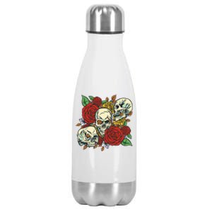 Skull Floral Rose Stainless Steel Insulated Water Bottle