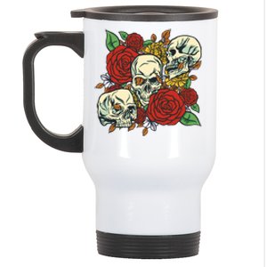 Skull Floral Rose Stainless Steel Travel Mug