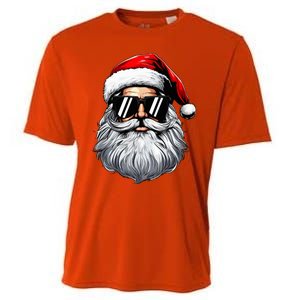 Santa Face Retro Sunglasses Christmas Cooling Performance Crew T-Shirt