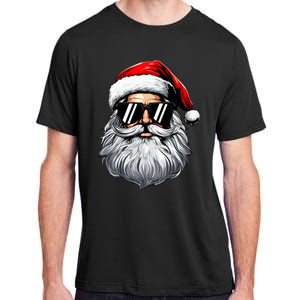 Santa Face Retro Sunglasses Christmas Adult ChromaSoft Performance T-Shirt