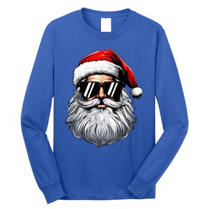 Santa Face Retro Sunglasses Christmas Long Sleeve Shirt