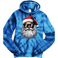 Santa Face Retro Sunglasses Christmas Tie Dye Hoodie