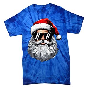 Santa Face Retro Sunglasses Christmas Tie-Dye T-Shirt