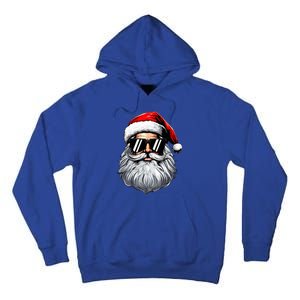 Santa Face Retro Sunglasses Christmas Tall Hoodie