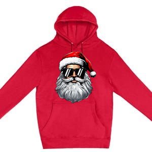 Santa Face Retro Sunglasses Christmas Premium Pullover Hoodie