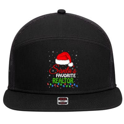 SantaS Favorite Realtor Santa Hat Lights. Funny Christmas 7 Panel Mesh Trucker Snapback Hat