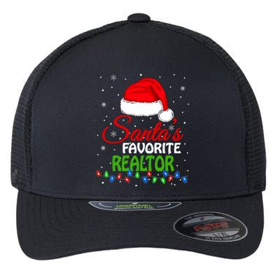 SantaS Favorite Realtor Santa Hat Lights. Funny Christmas Flexfit Unipanel Trucker Cap