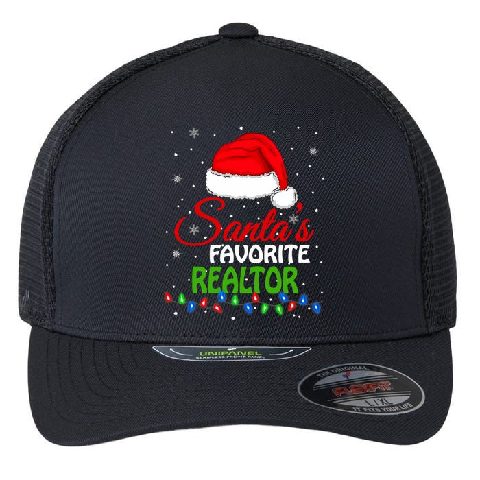 SantaS Favorite Realtor Santa Hat Lights. Funny Christmas Flexfit Unipanel Trucker Cap