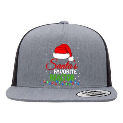 SantaS Favorite Realtor Santa Hat Lights. Funny Christmas Flat Bill Trucker Hat