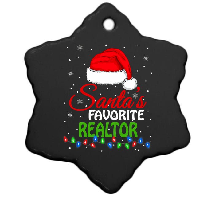 SantaS Favorite Realtor Santa Hat Lights. Funny Christmas Ceramic Star Ornament