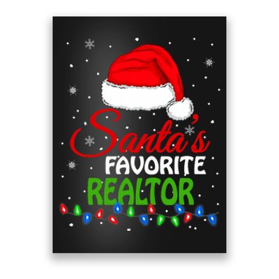 SantaS Favorite Realtor Santa Hat Lights. Funny Christmas Poster