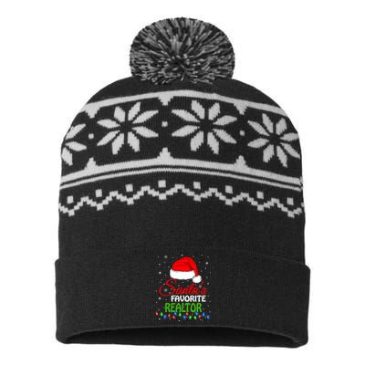 SantaS Favorite Realtor Santa Hat Lights. Funny Christmas USA-Made Snowflake Beanie