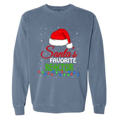 SantaS Favorite Realtor Santa Hat Lights. Funny Christmas Garment-Dyed Sweatshirt