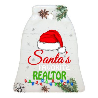 SantaS Favorite Realtor Santa Hat Lights. Funny Christmas Ceramic Bell Ornament