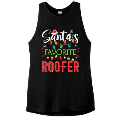 SantaS Favorite Roofer Xmas Light Santa Hat Christmas Gift Ladies PosiCharge Tri-Blend Wicking Tank