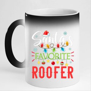 SantaS Favorite Roofer Xmas Light Santa Hat Christmas Gift 11oz Black Color Changing Mug