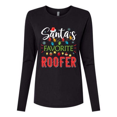 SantaS Favorite Roofer Xmas Light Santa Hat Christmas Gift Womens Cotton Relaxed Long Sleeve T-Shirt