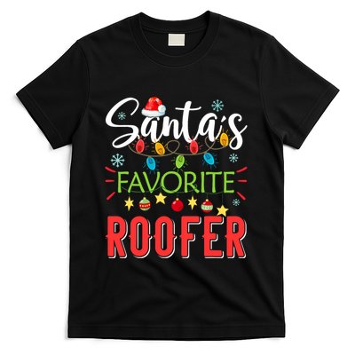 SantaS Favorite Roofer Xmas Light Santa Hat Christmas Gift T-Shirt