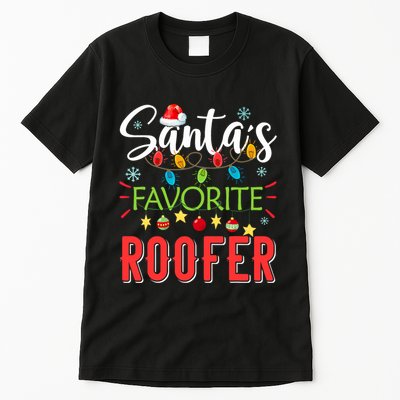 SantaS Favorite Roofer Xmas Light Santa Hat Christmas Gift Tall T-Shirt