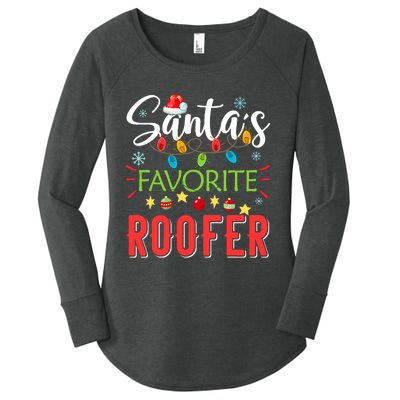 SantaS Favorite Roofer Xmas Light Santa Hat Christmas Gift Women's Perfect Tri Tunic Long Sleeve Shirt